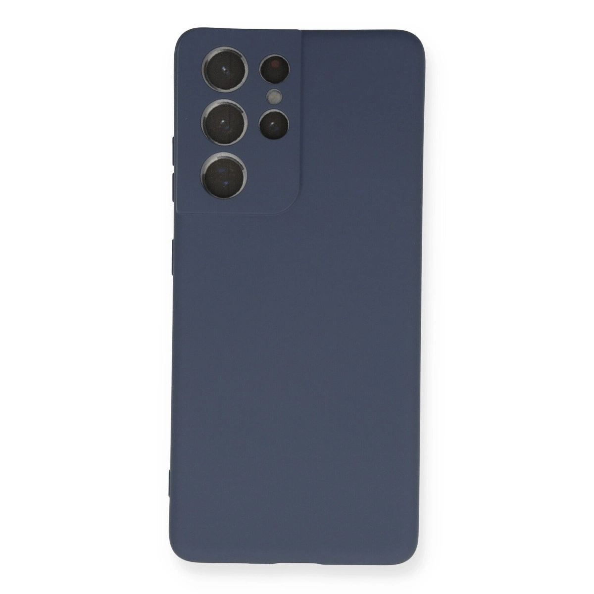 Dört kamera lensli ve flaşlı lacivert telefon kılıfı.