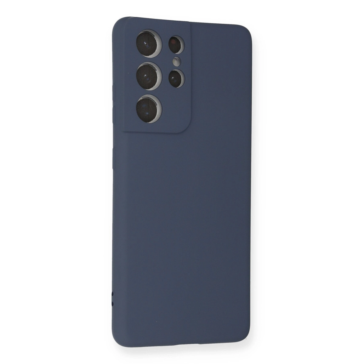 Arkada dört kamerası olan lacivert telefon kılıfı.