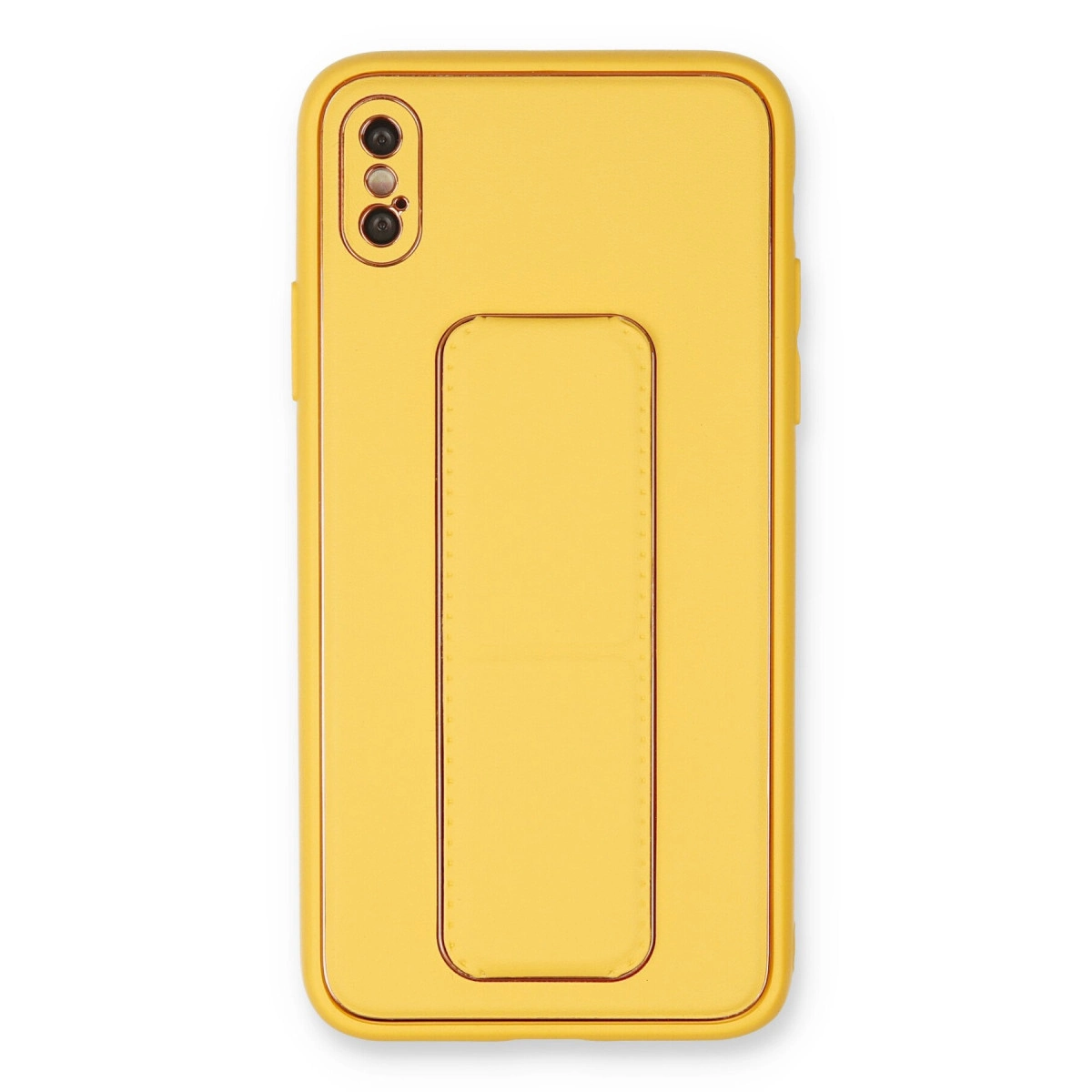 NEWFACE iPhone XS Max Uyumlu Coco Deri Standlı Kapak Telefon Kılıfı Sarı