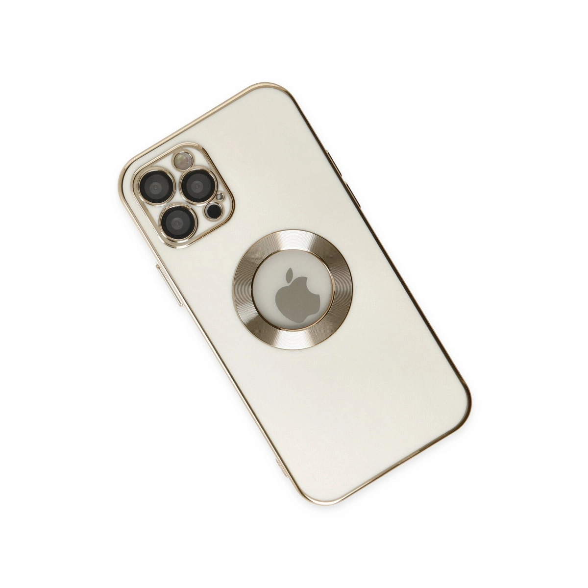 Ortada kamera modülü ve Apple logosu bulunan gümüş iPhone.