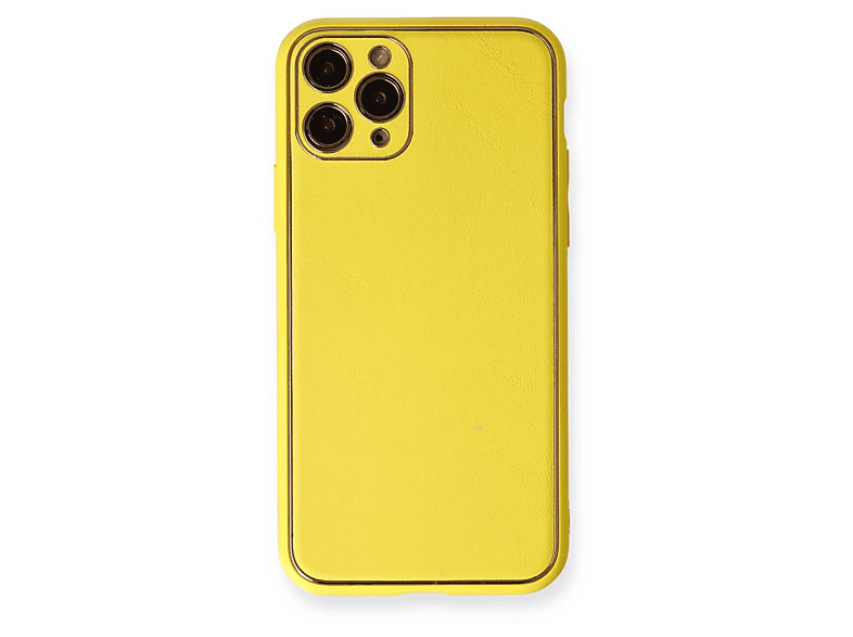 NEWFACE iPhone 11 Pro Uyumlu Coco Deri Silikon Kapak Telefon Kılıfı Sarı