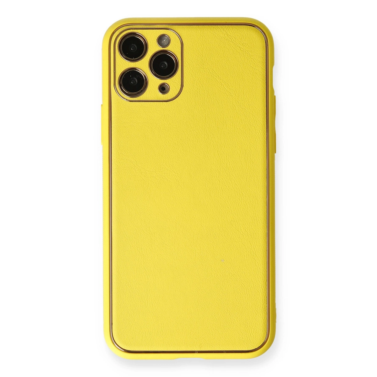NEWFACE iPhone 11 Pro Uyumlu Coco Deri Silikon Kapak Telefon Kılıfı Sarı