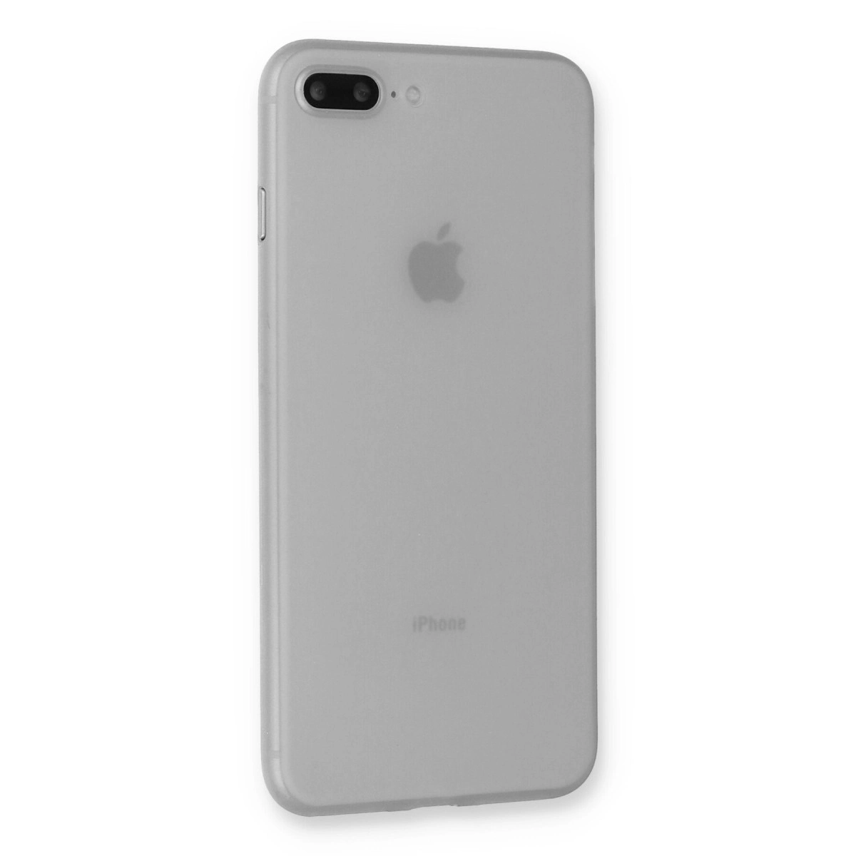 Gri iPhone'un arka yüzü, Apple logosu ve kamera modülü görünüyor.
