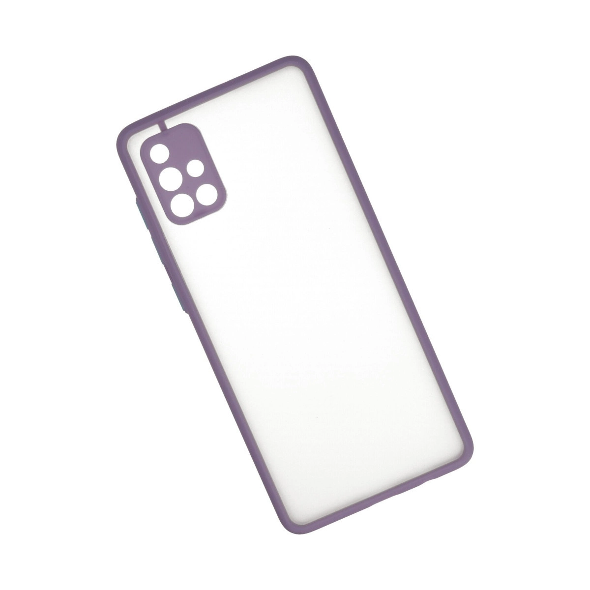 Dört kamera kesikli şeffaf arkalı mor telefon kılıfı.
