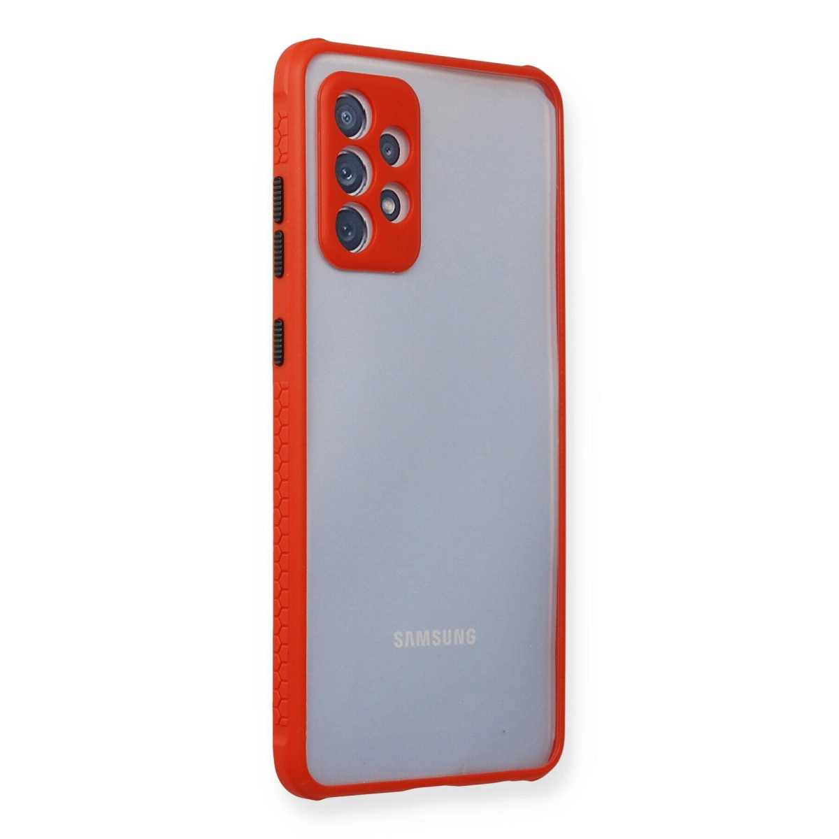 NEWFACE Samsung Galaxy A72 Uyumlu Miami Şeffaf Silikon Telefon Kılıfı Kırmızı
