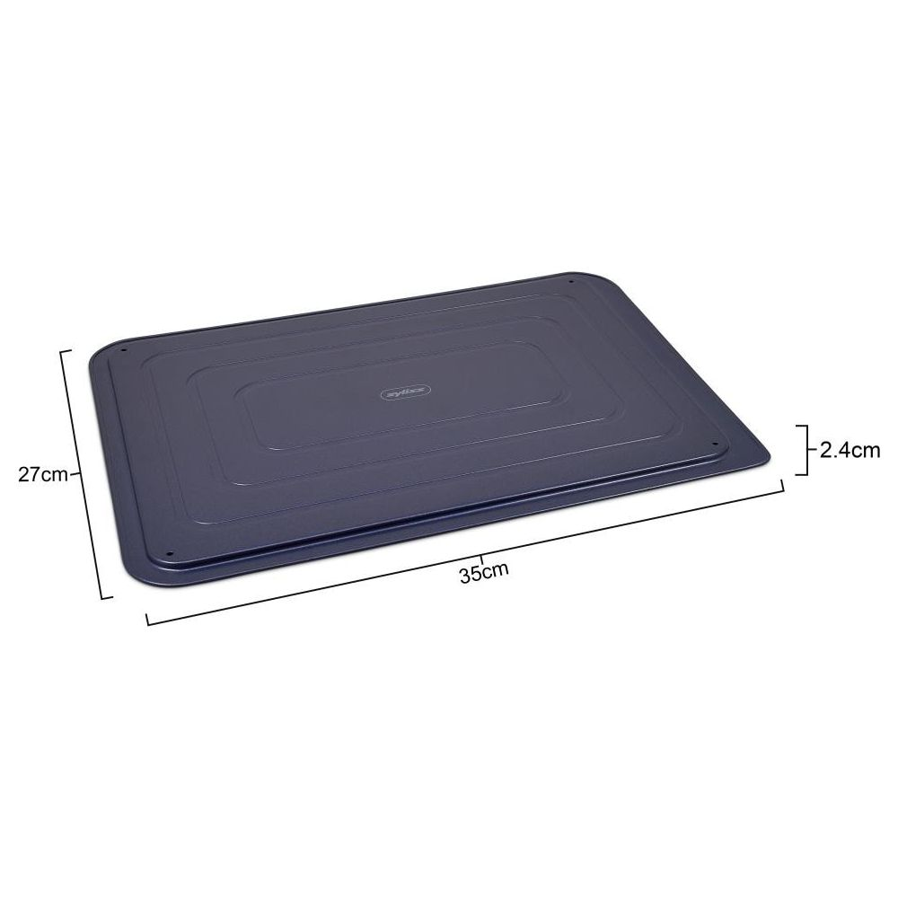 Dunkelblaue rechteckige Backform, 35x27x2,4cm.