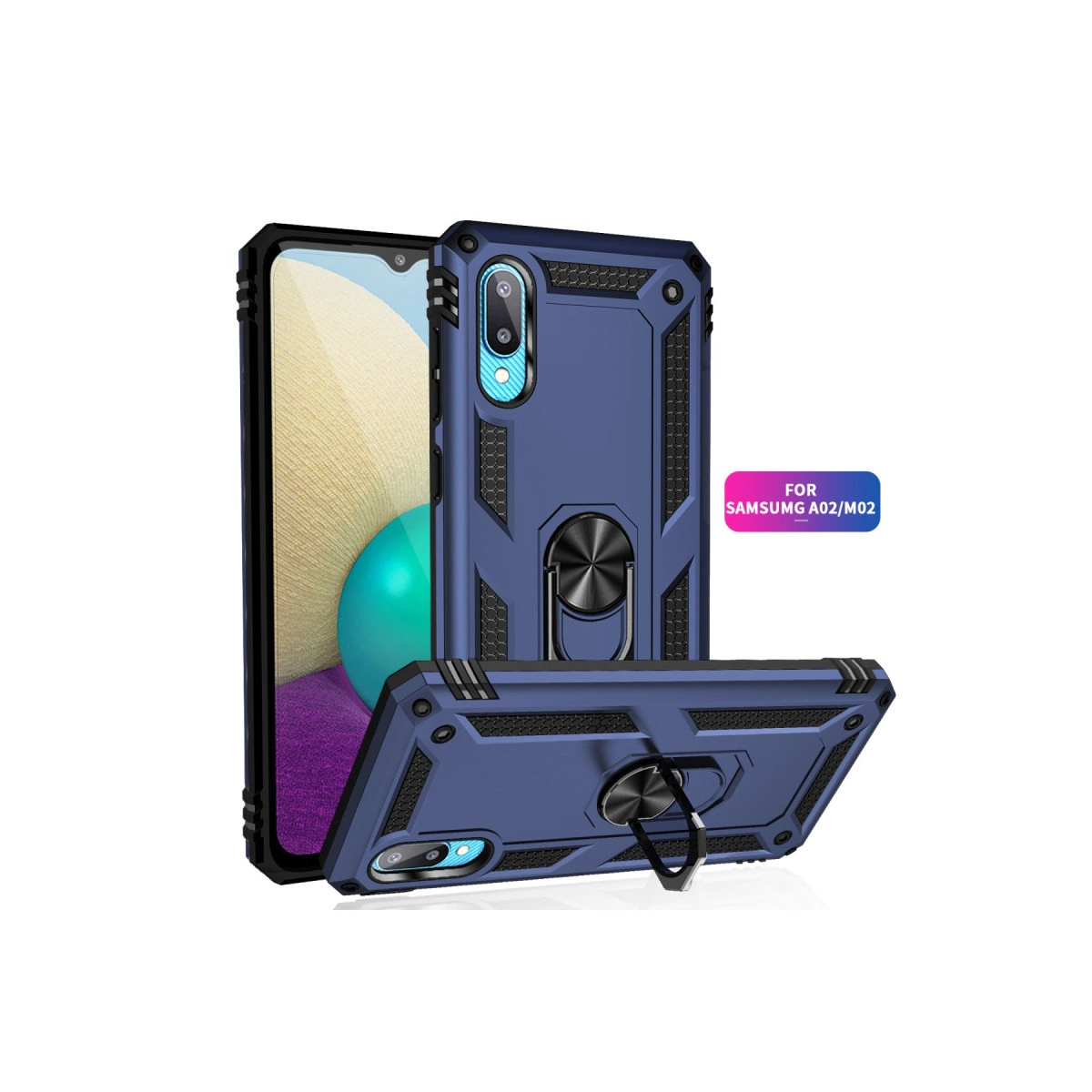 Samsung A02/M02 için halka tutuculu lacivert telefon kılıfı.
