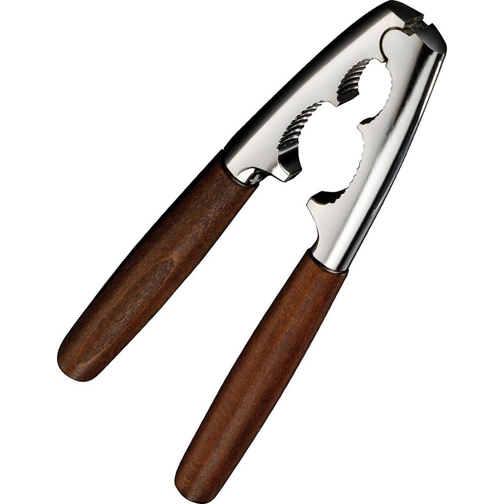 Edelstahl-Nussknacker mit Holzgriffen.