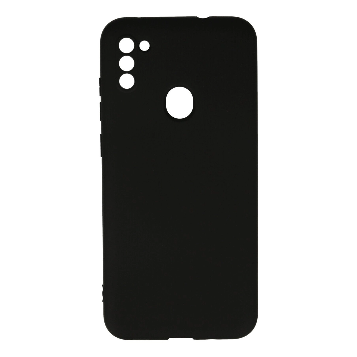 Kamera ve parmak izi sensörü için kesikli siyah telefon kılıfı.