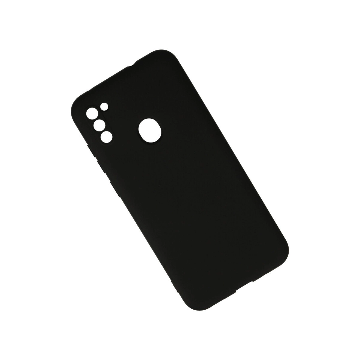 Kamera ve parmak izi sensörü için kesikli siyah telefon kılıfı.