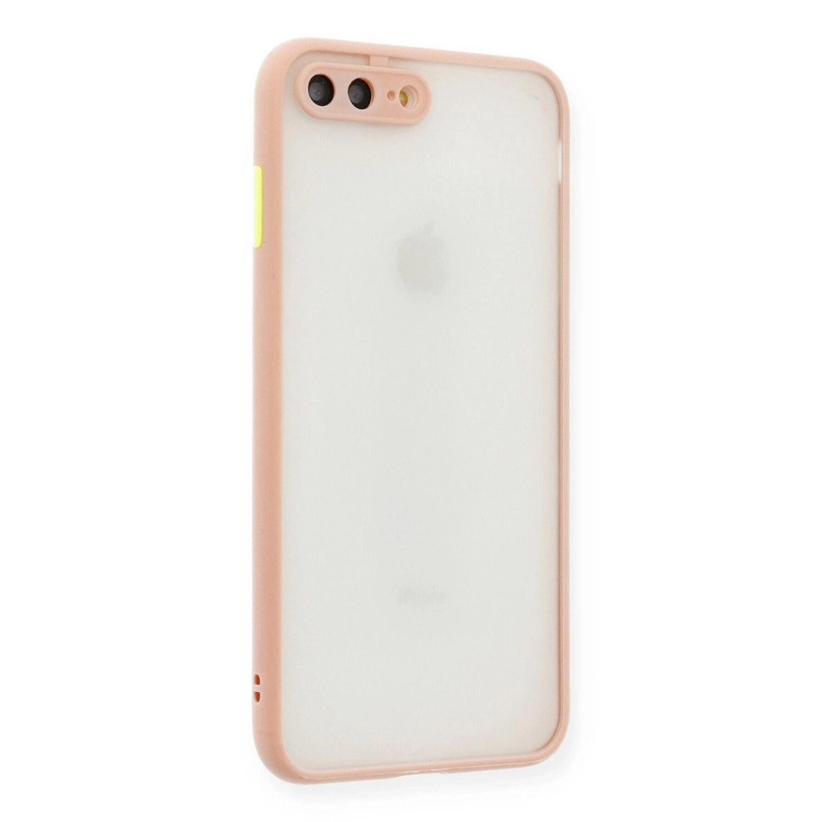 Pembe kenarlı şeffaf telefon kılıfı.