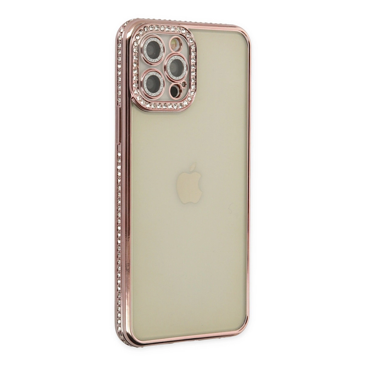 NEWFACE iPhone 12 Pro Uyumlu Joke Taşlı Silikon Telefon Kılıfı Pembe