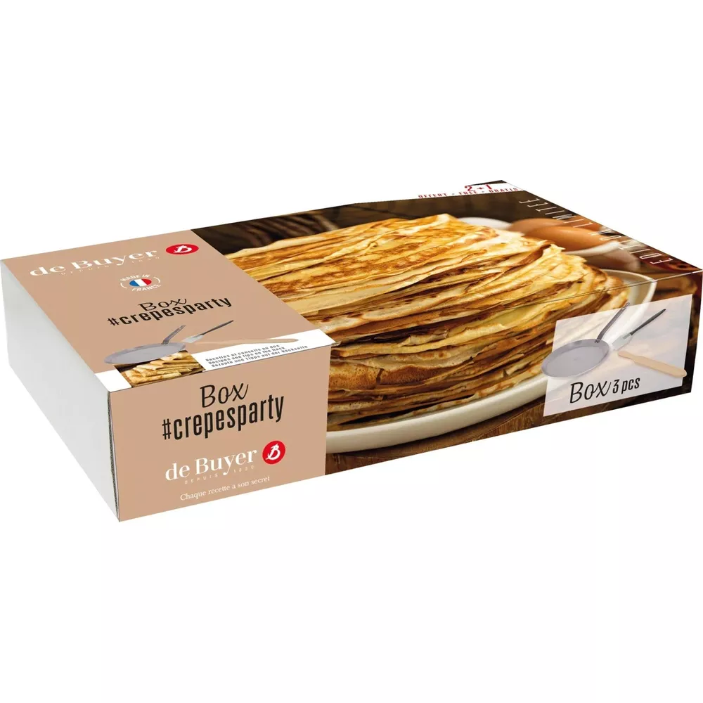 Box mit Crêpes und Küchenutensilien von de Buyer.