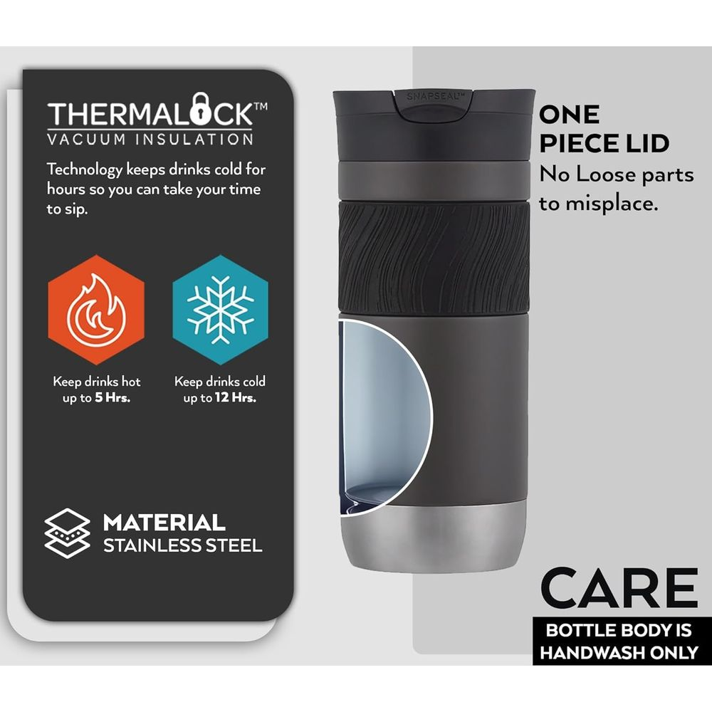 Thermos à isolation sous vide, garde les boissons chaudes 5h, froides 12h.