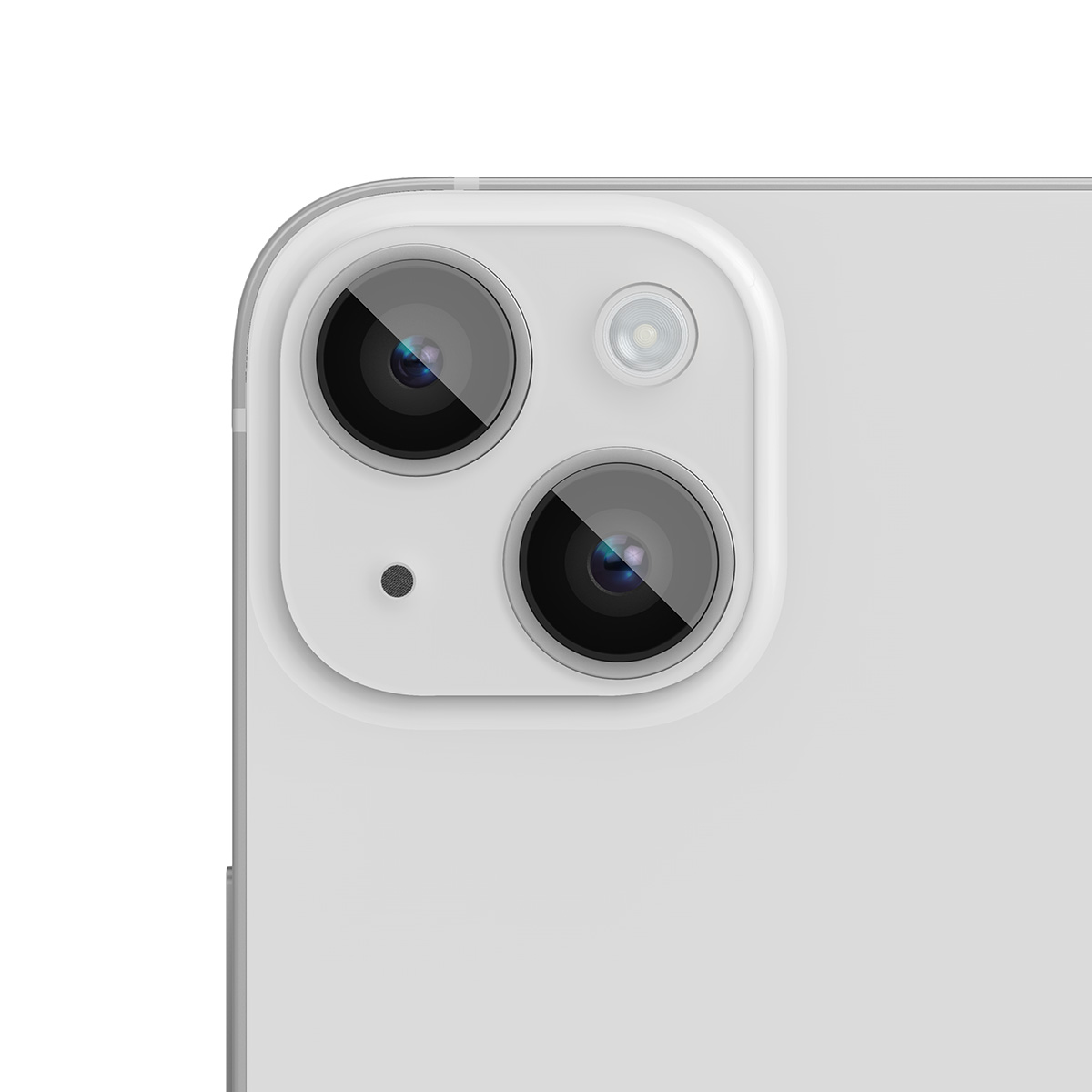 Gros plan du dos blanc d'un smartphone avec deux appareils photo et un flash.