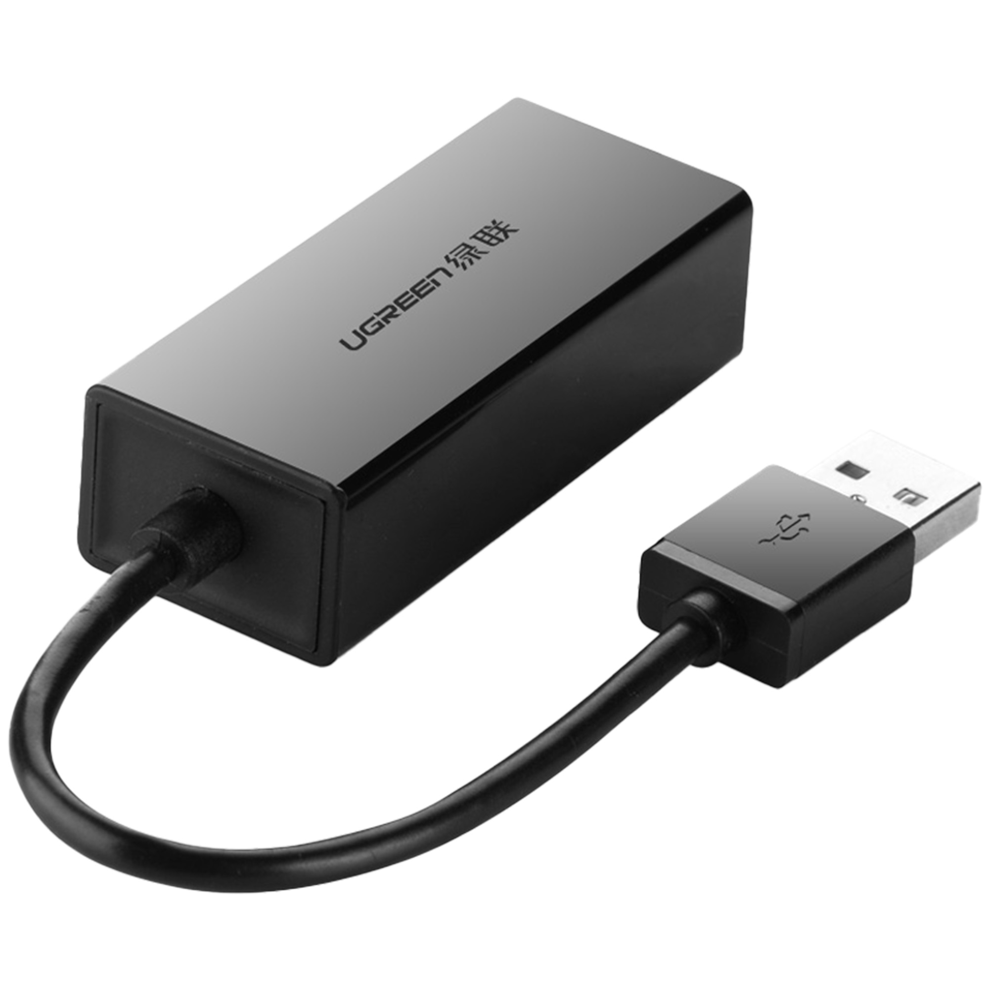 Czarny adapter USB z logo UGREEN i wtyczką USB.