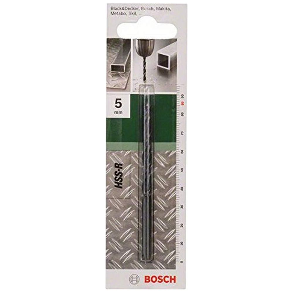 Verpackung für einen 5mm HSS-R Metallbohrer von Bosch.