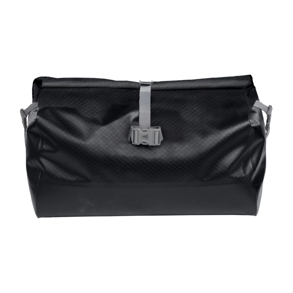 Sac noir avec sangles et boucle.