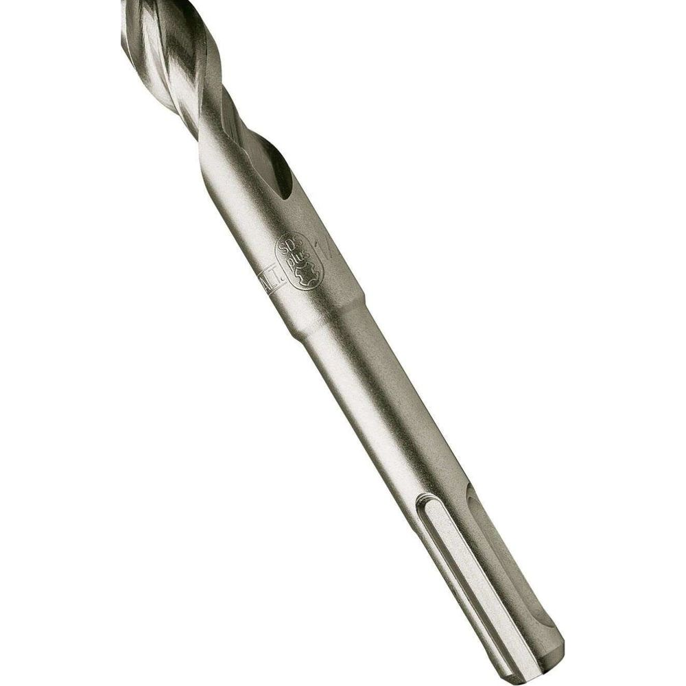 Ein metallischer Bohrer mit Vierkantaufnahme und SDS-plus-Markierung.
