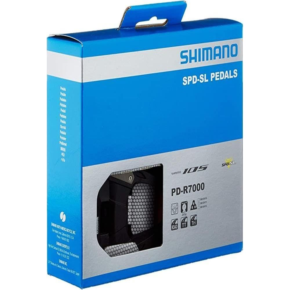 Verpackung für Shimano SPD-SL Pedale PD-R7000 mit Sichtfenster, das ein Pedal zeigt.