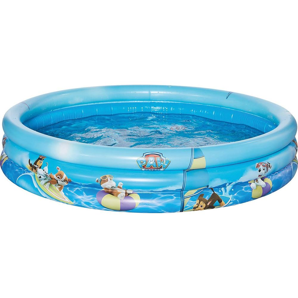Piscine gonflable Paw Patrol avec graphiques d'éclaboussures d'eau.