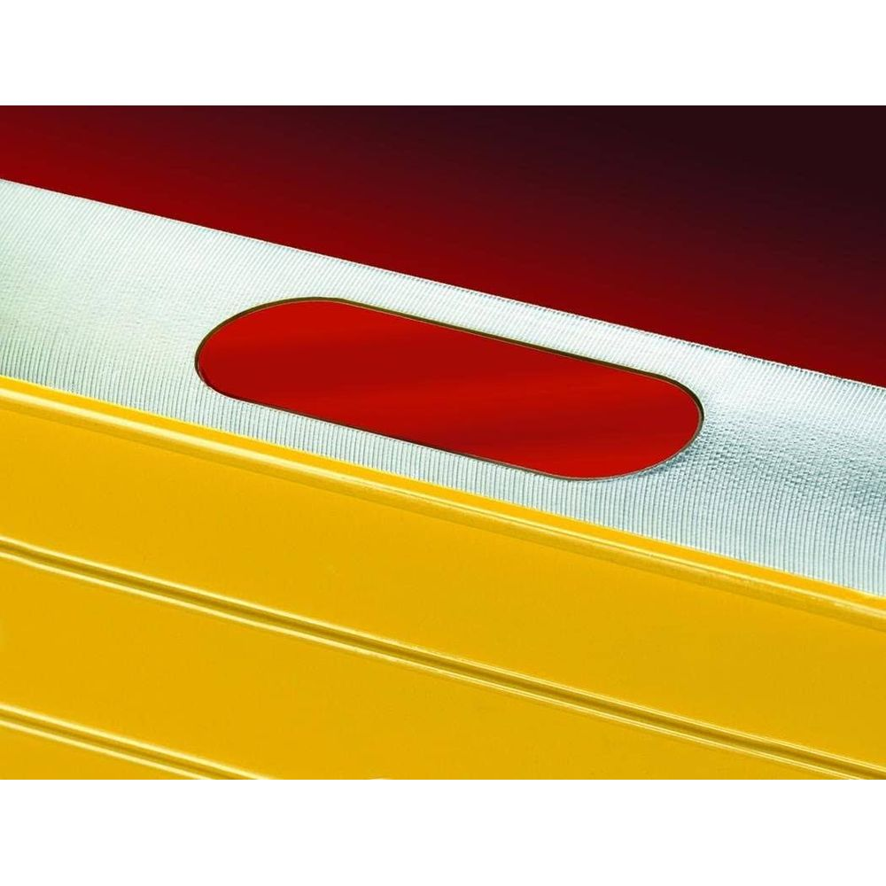 Rot-weiße und gelbe Textur mit rotem ovalen Element.