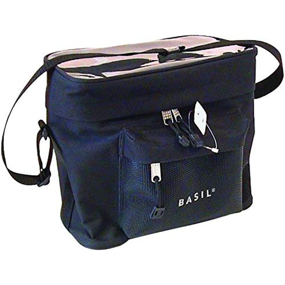 Sac noir avec dessus transparent et poche avant en filet.