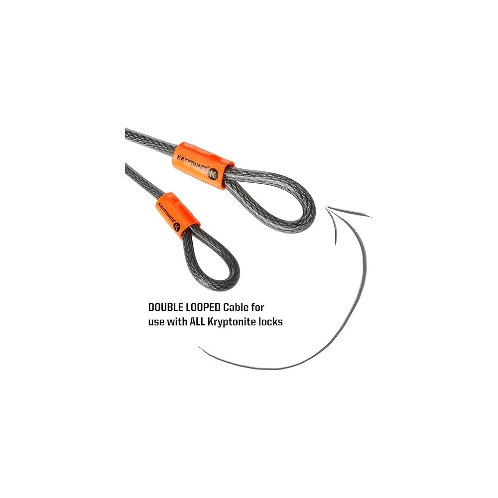 Doppelt geschlungertes Kabel mit orangefarbenen Kappen, für Kryptonite Schlösser.