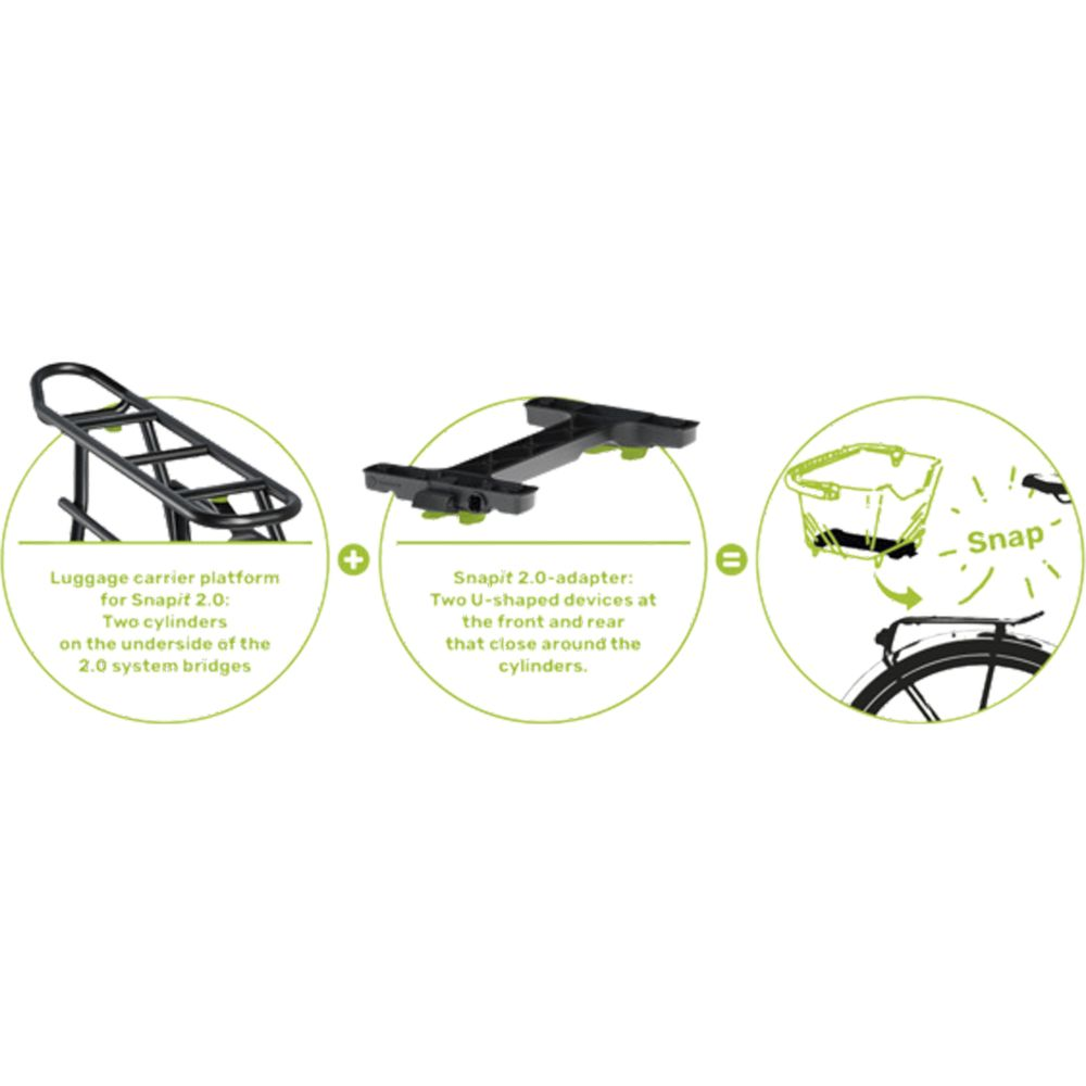 Plateforme porte-bagages pour Snapit 2.0, adaptateur et panier.