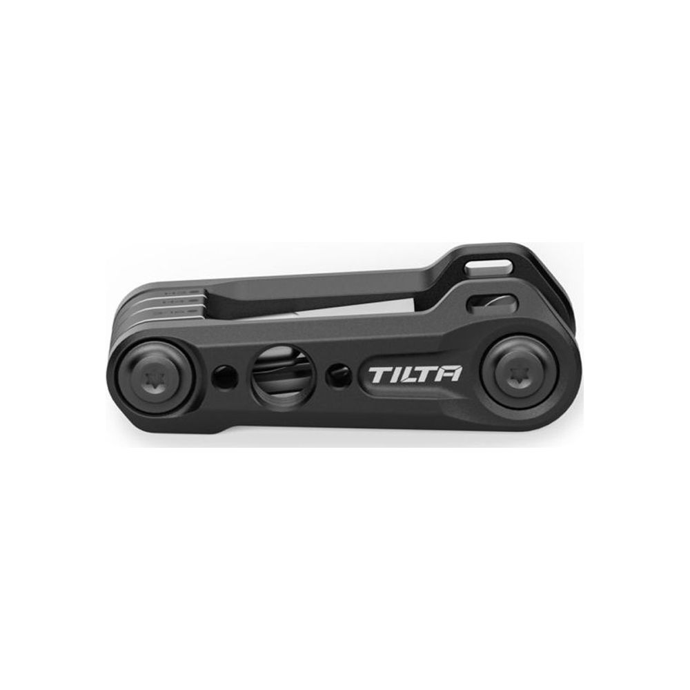 Ein schwarzes, kompaktes Werkzeug mit dem Logo "TILTA".