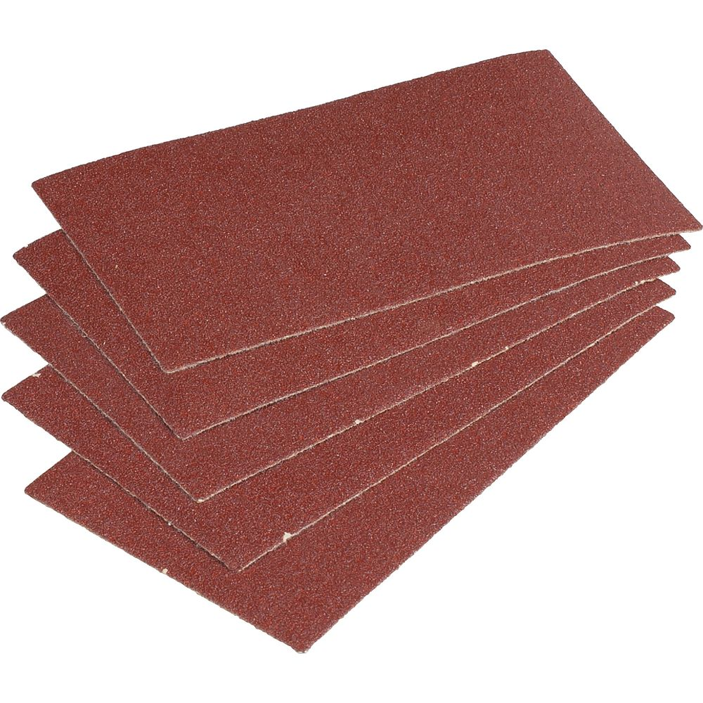 Cinq feuilles de papier de verre rouges empilées.