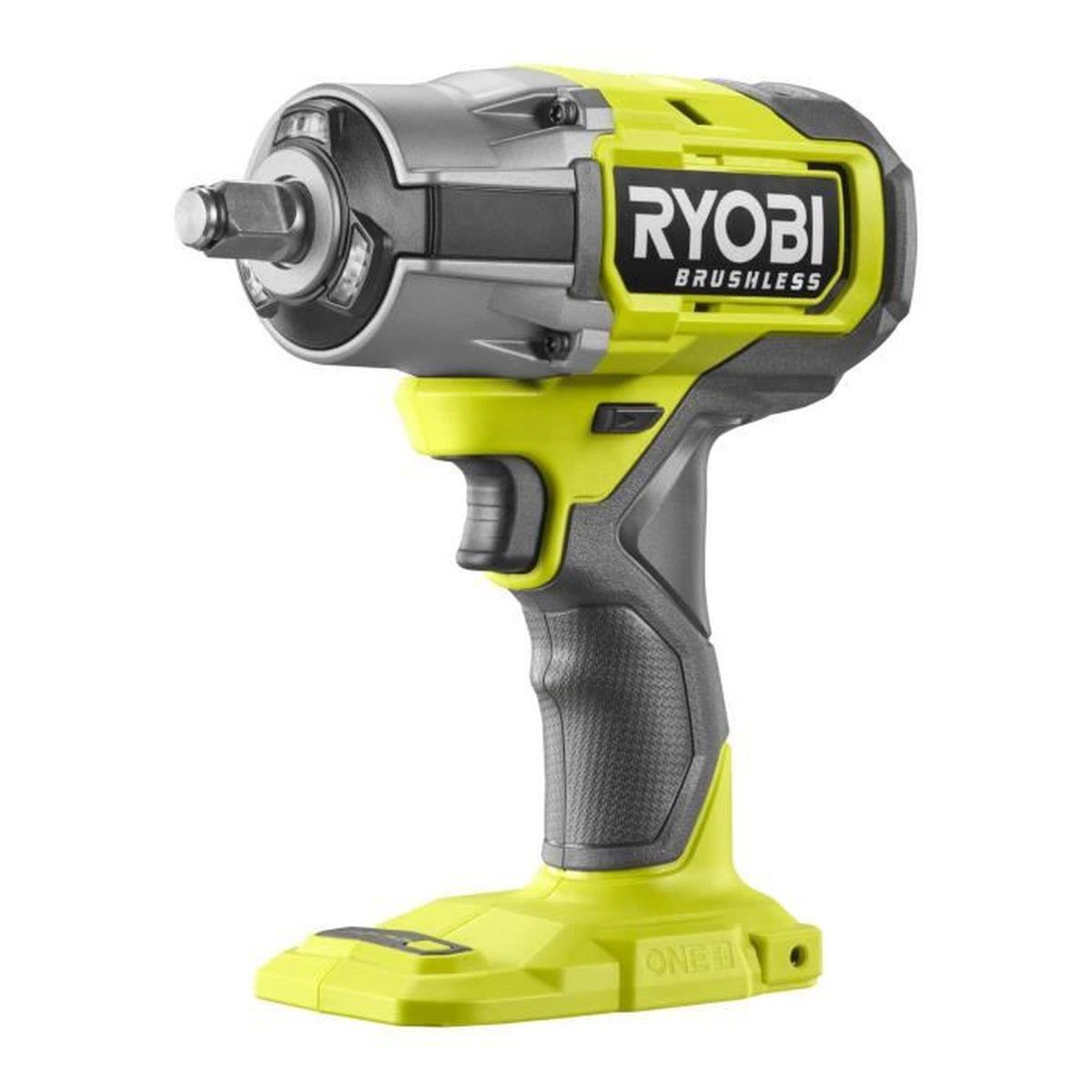 Ein gelber und grauer Ryobi Schlagschrauber mit schwarzem Griff.