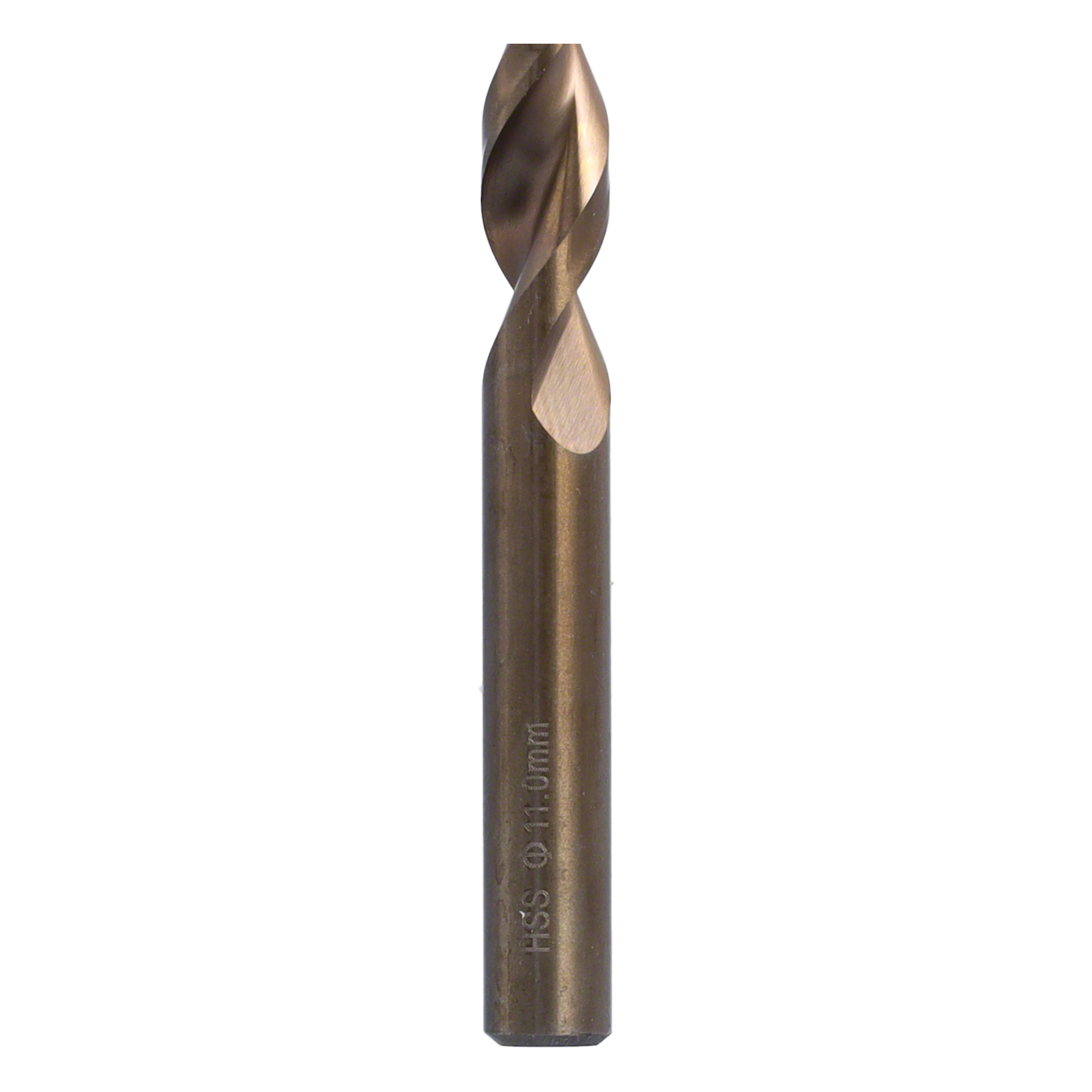 Ein metallischer Spiralbohrer mit der Aufschrift HSS Ø 11.0mm.