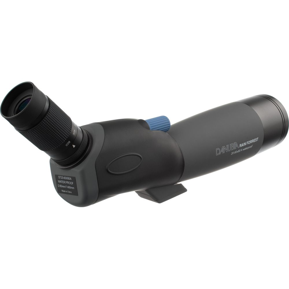 Un cannocchiale terrestre Danubia Rain Forrest nero con zoom.