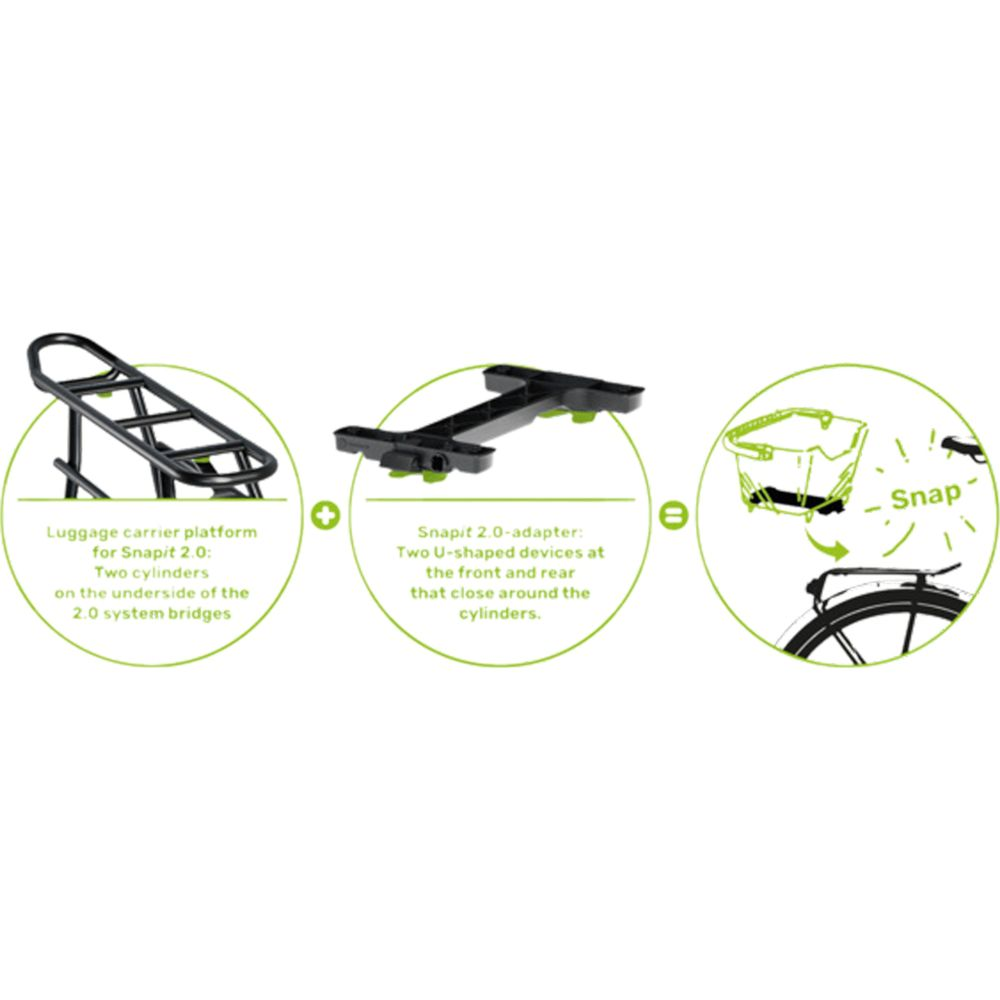 Plateforme porte-bagages pour Snapit 2.0 et adaptateur avec supports en U.