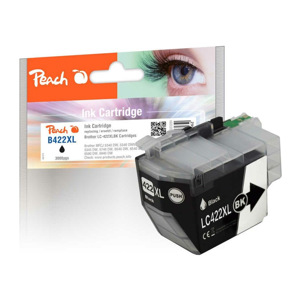 Czarny tusz Peach LC-422XLBK do drukarek Brother, z opakowaniem.