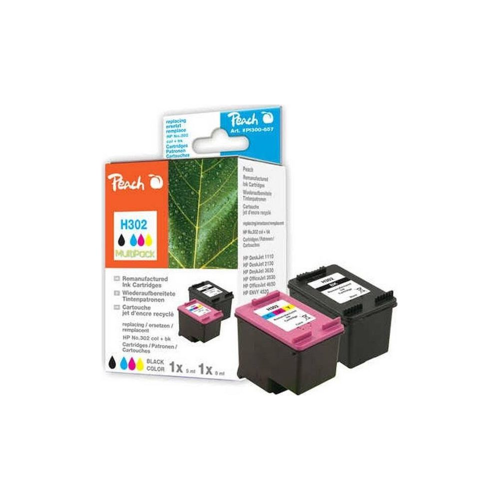 Cartucce d'inchiostro multipack Peach H302 con cartucce nero e colore.