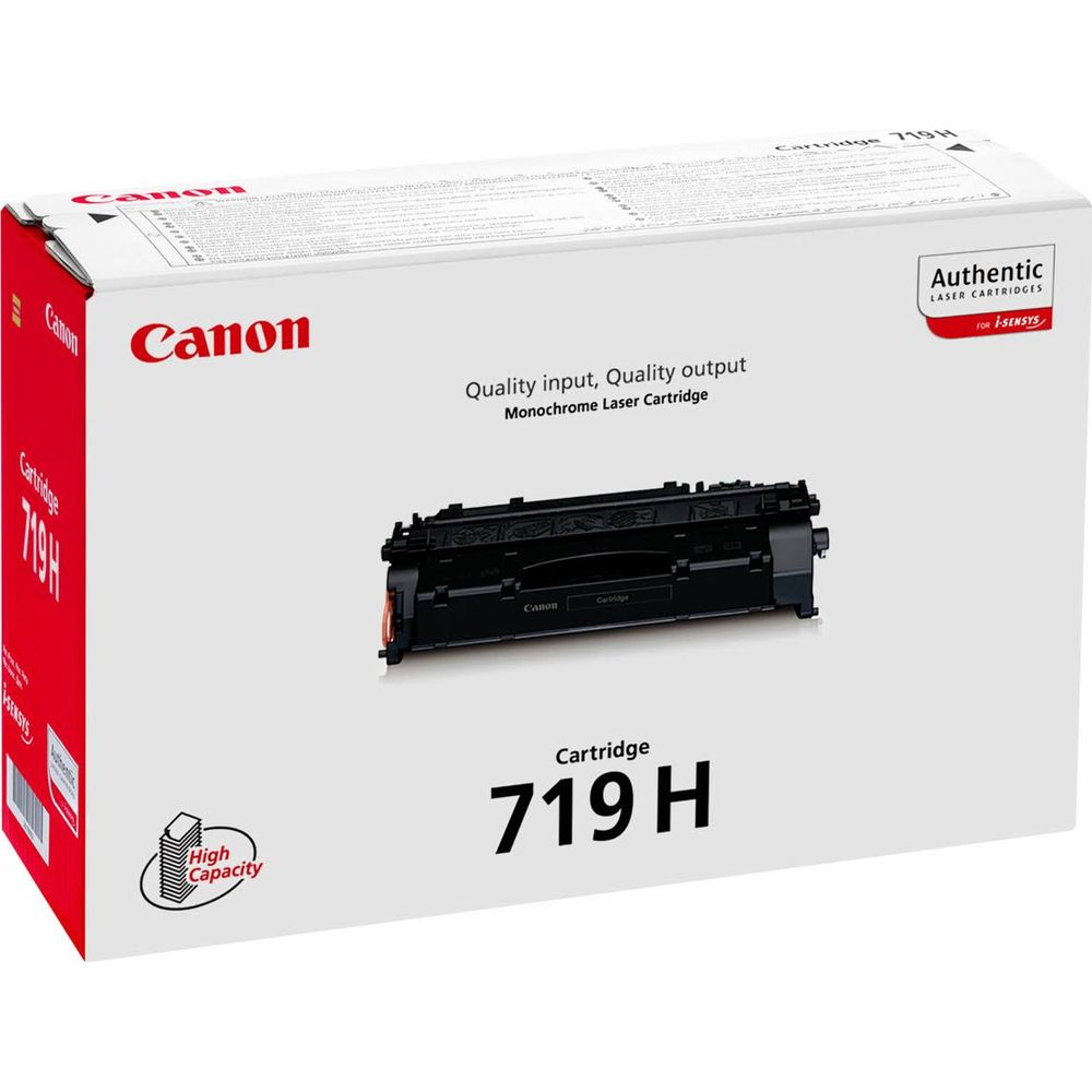 Toner Canon 719H, czarny, wysoka wydajność, na białym pudełku.