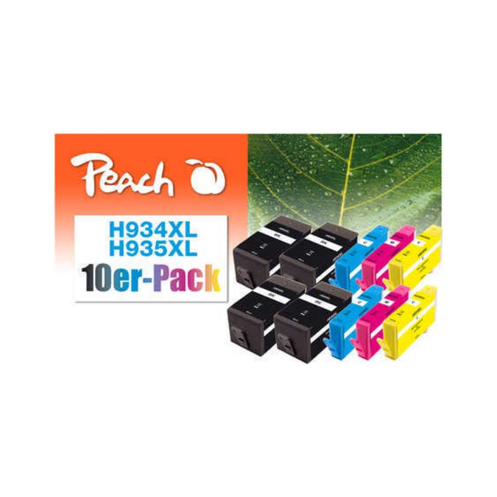 Cartucce d'inchiostro Peach, confezione da 10: nero, blu, rosa e giallo.