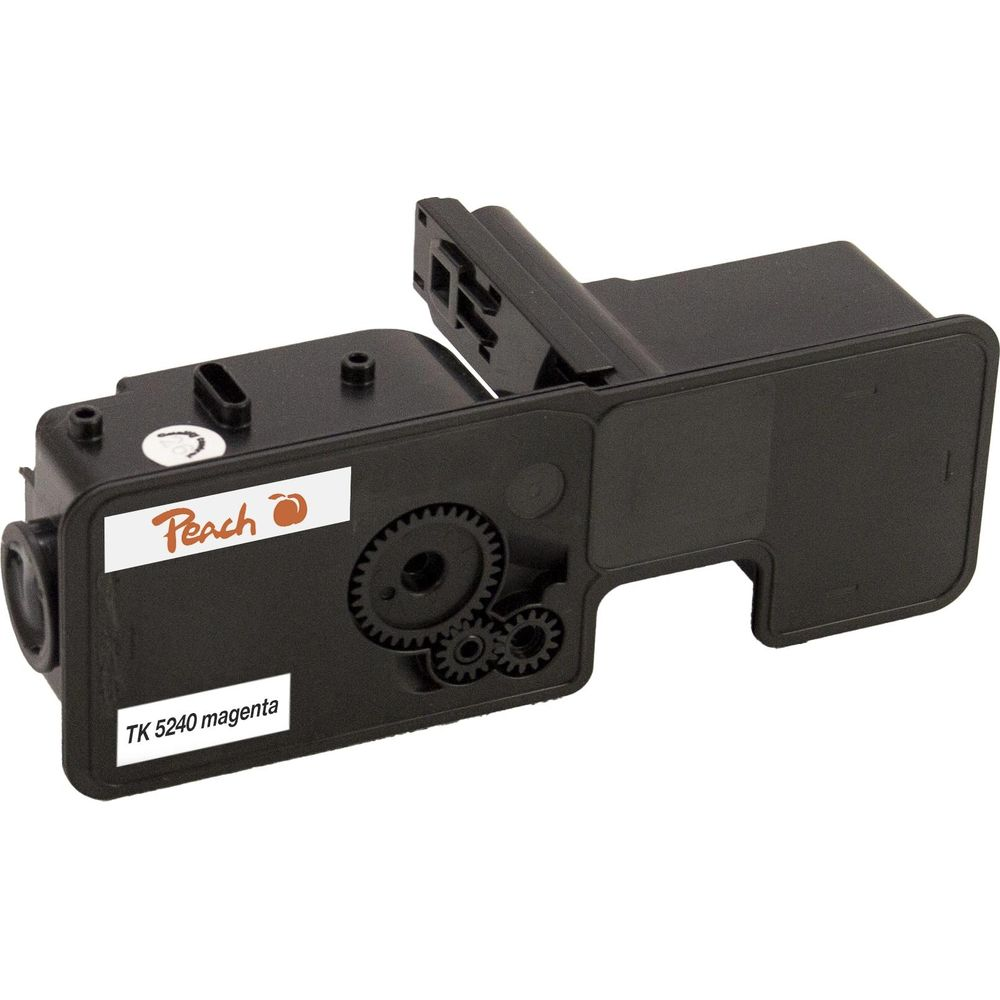 Czarny toner z logo "Peach" i etykietą "TK 5240 magenta".