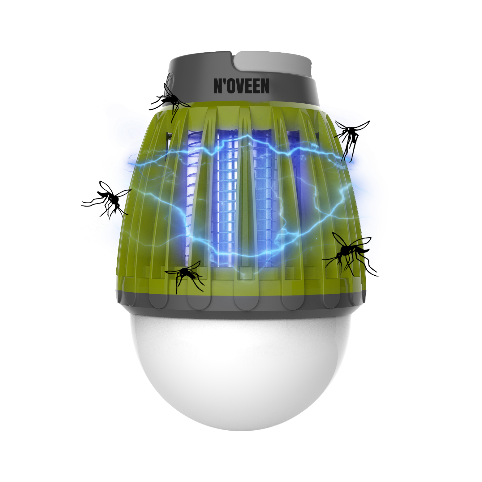 Zabójca owadów z niebieskim światłem UV i komarami przyciąganymi przez błyskawice.
