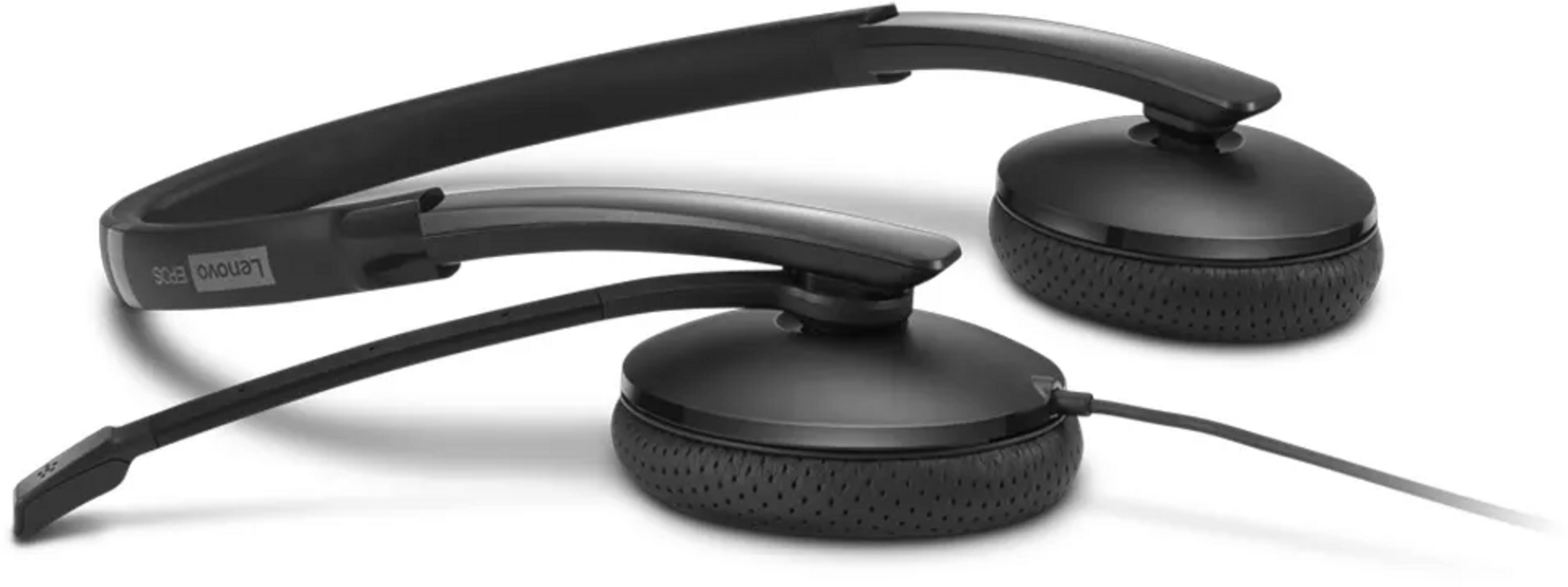 Czarne słuchawki Lenovo EPOS z mikrofonem i nausznikami.