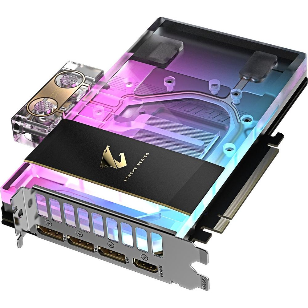 Wasserkühlung für eine Grafikkarte mit RGB-Beleuchtung.