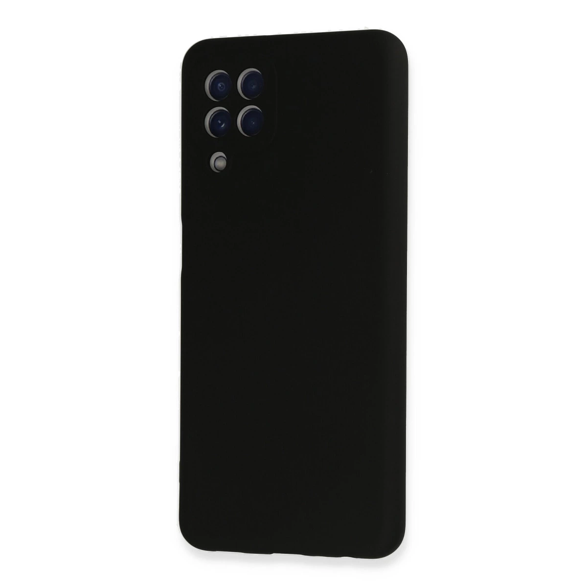 Sol üstte dört kamera lensi ve flaşa sahip siyah telefon kılıfı.