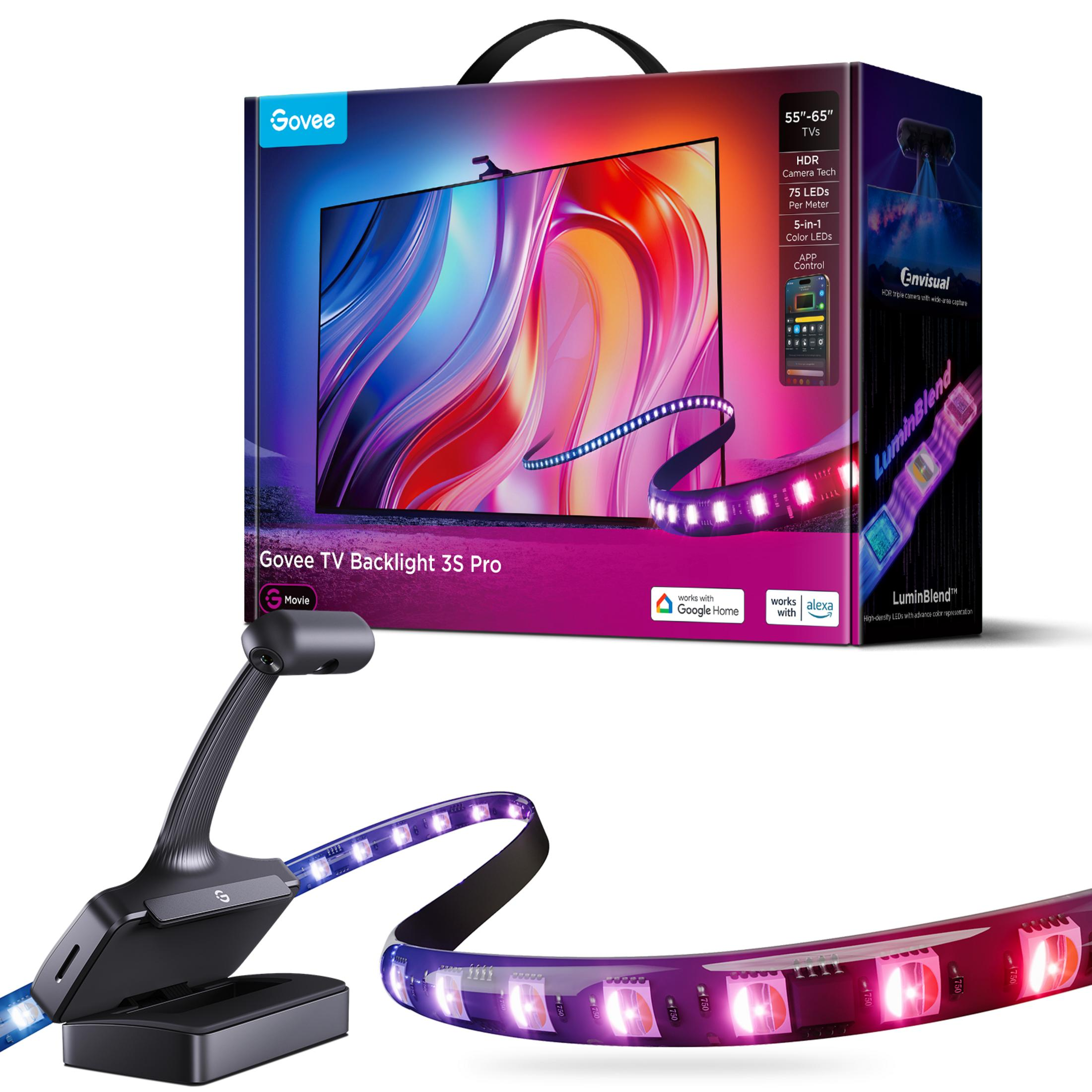 Retroilluminazione Govee TV 3S Pro con telecamera e striscia LED.