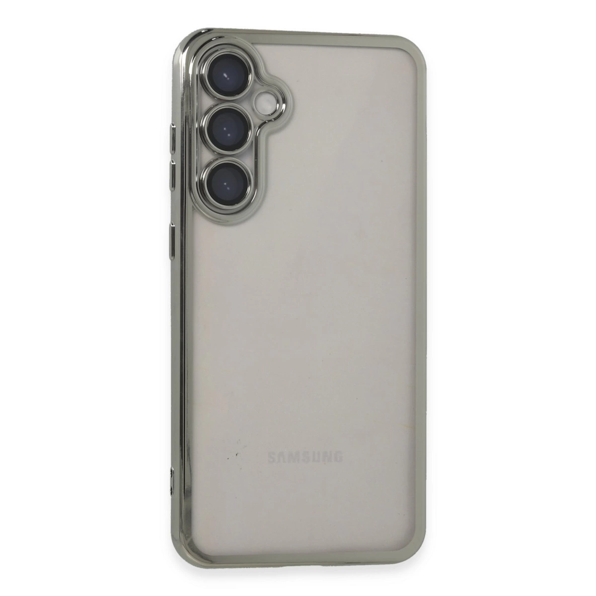 NEWFACE Samsung Galaxy S23 FE Uyumlu Kamera Korumalı Lensli Silikon Telefon Kılıfı Gümüş