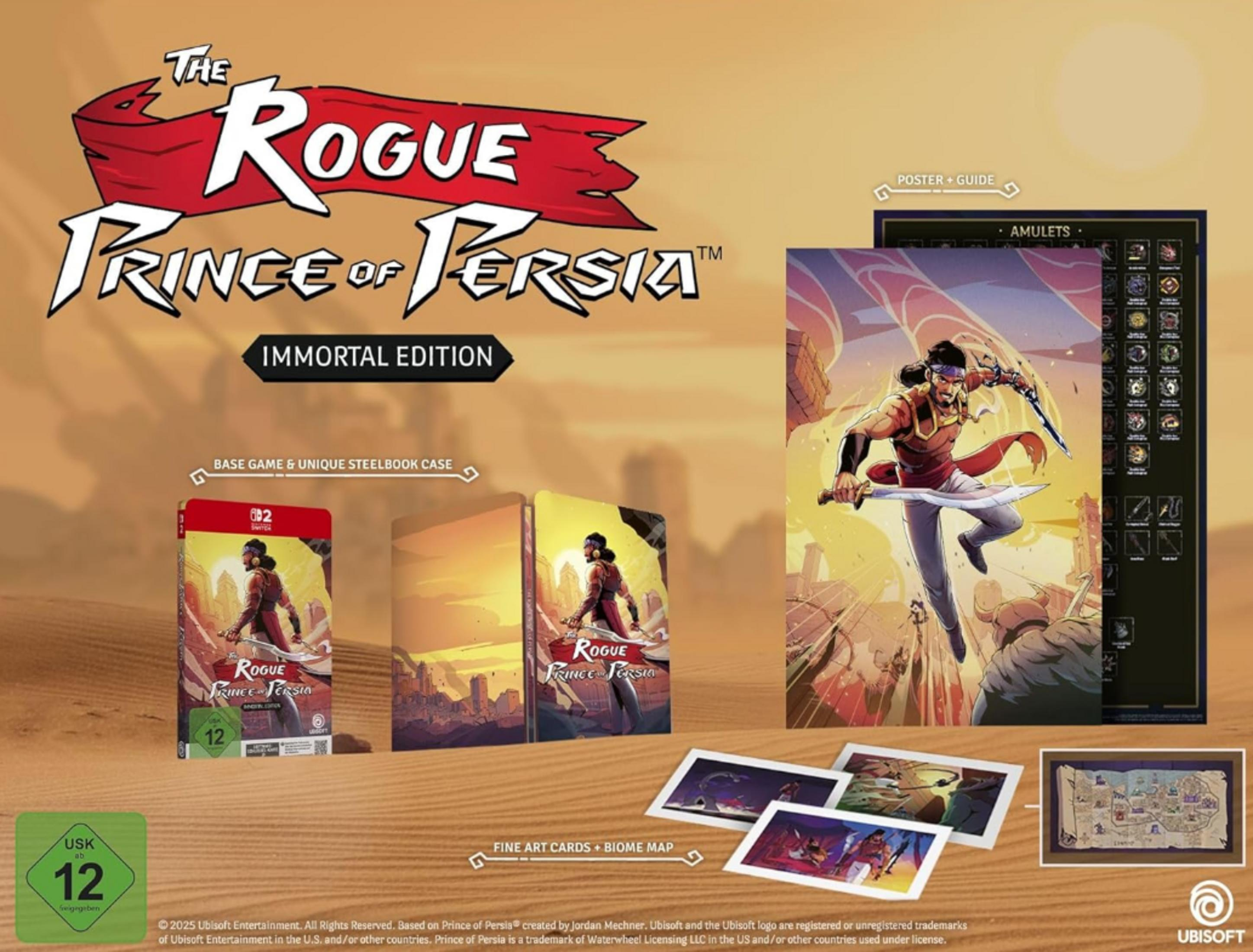 Il gioco "The Rogue Prince of Persia" Immortal Edition con steelbook, poster, carte e mappa.