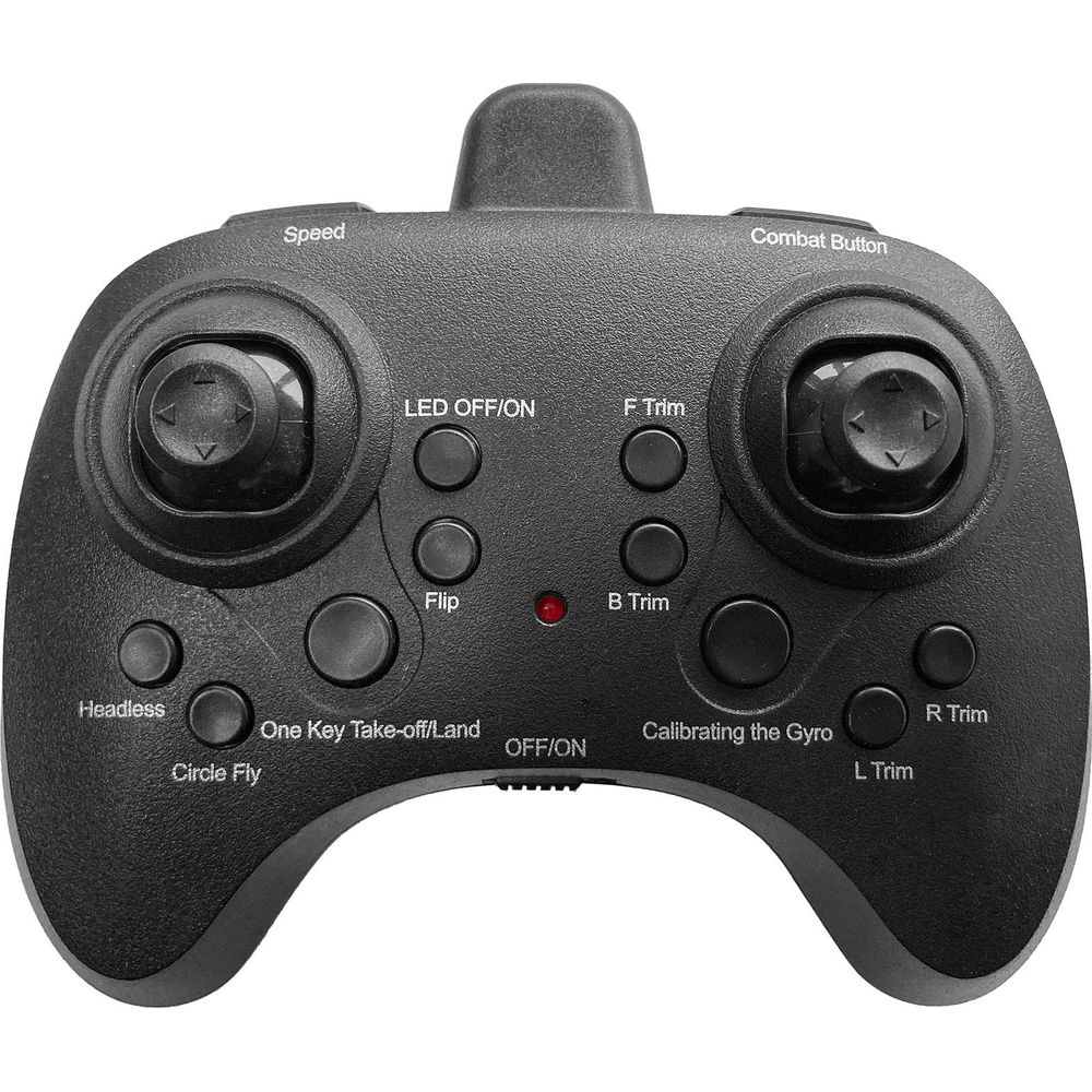 Schwarzer Fernbedienungs-Controller mit vielen Knöpfen und Joysticks.