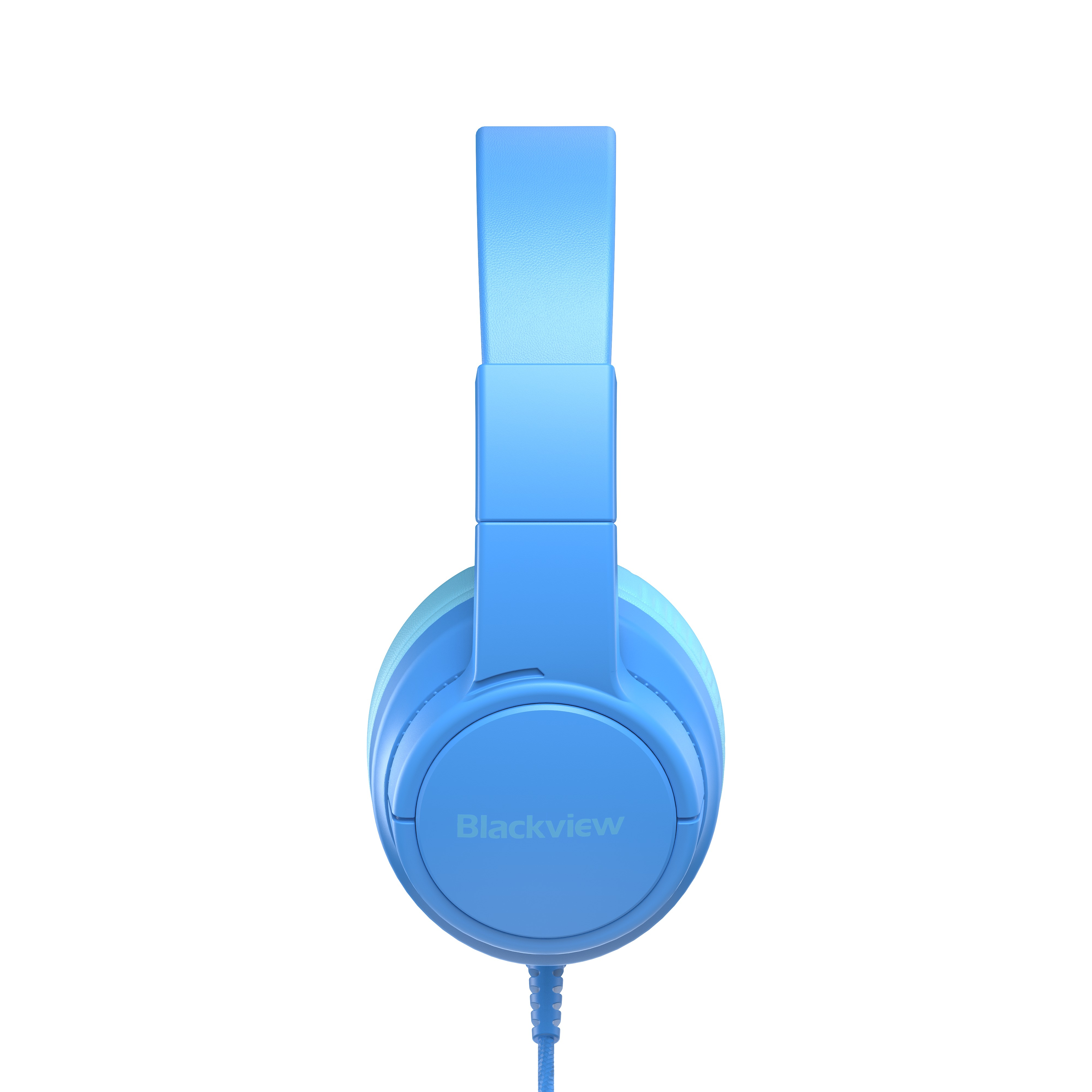 Cuffie blu con logo Blackview e cavo intrecciato.