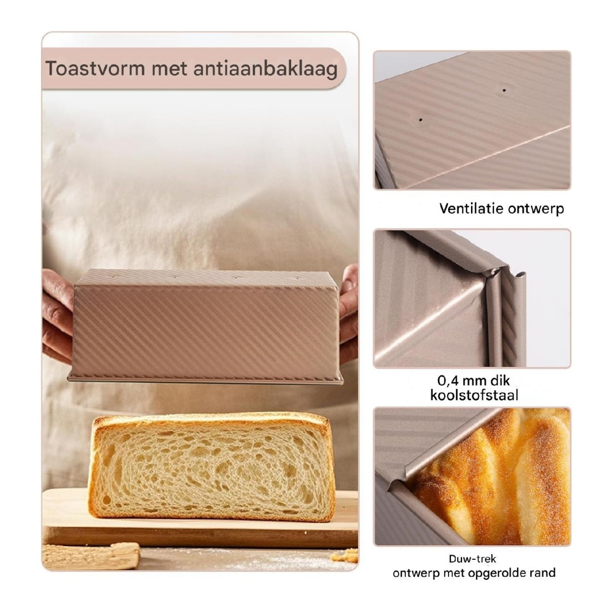 Eine goldbraune Brotform mit Rillen, daneben ein frisch gebackenes Brot.